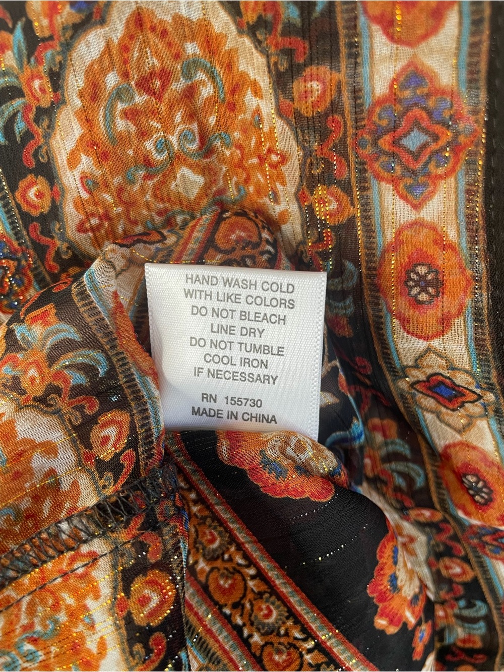 Rose + Olive Boho Floral Medallion Print Babydoll Blouse Size M - Picture 5 of 7